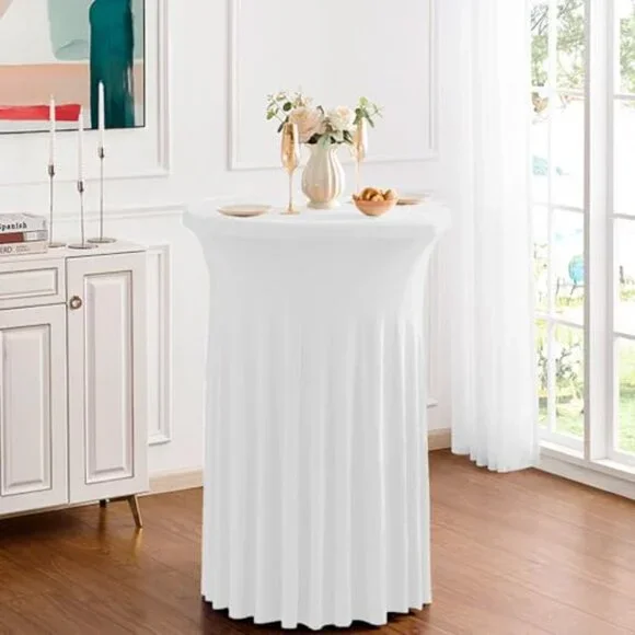 6 Pack Spandex Cocktail Table Skirts 31.5x43.3 Inches Wavy Drapes